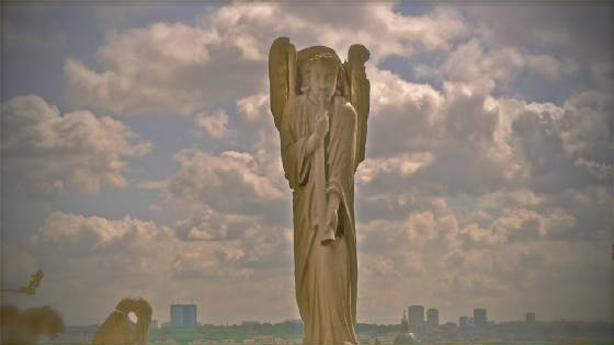 Photograph of Angel atop Notre Dame Cathedral, Paris.